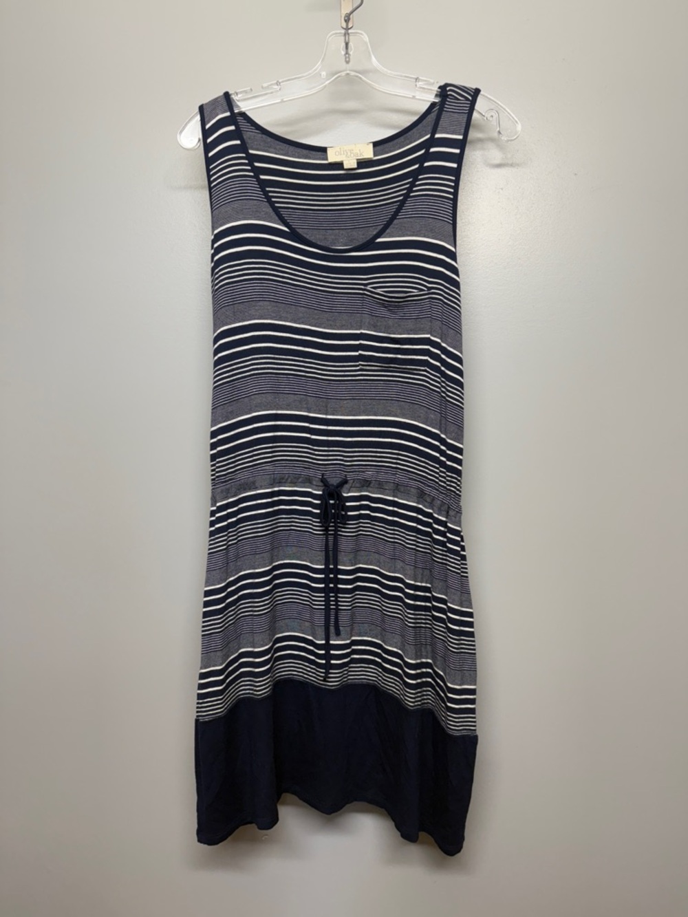 Olive & Oak Navy and White Striped Midi Dress